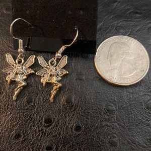 Silver dangling fairy earrings